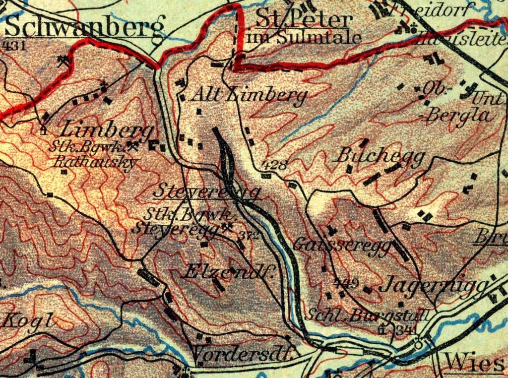 alte karte Steyeregg 1910 wies